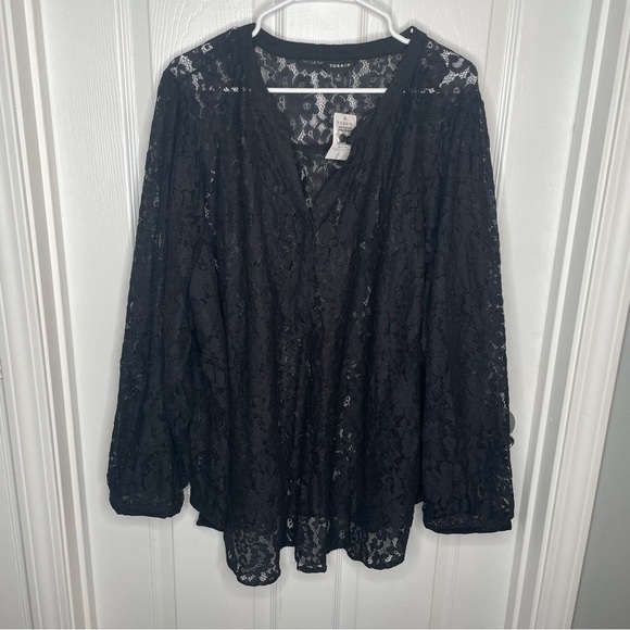 Torrid Harper Lace Pullover Long Sleeve Blouse Floral Sheer in Deep Black 4X/26 - Picture 4 of 16
